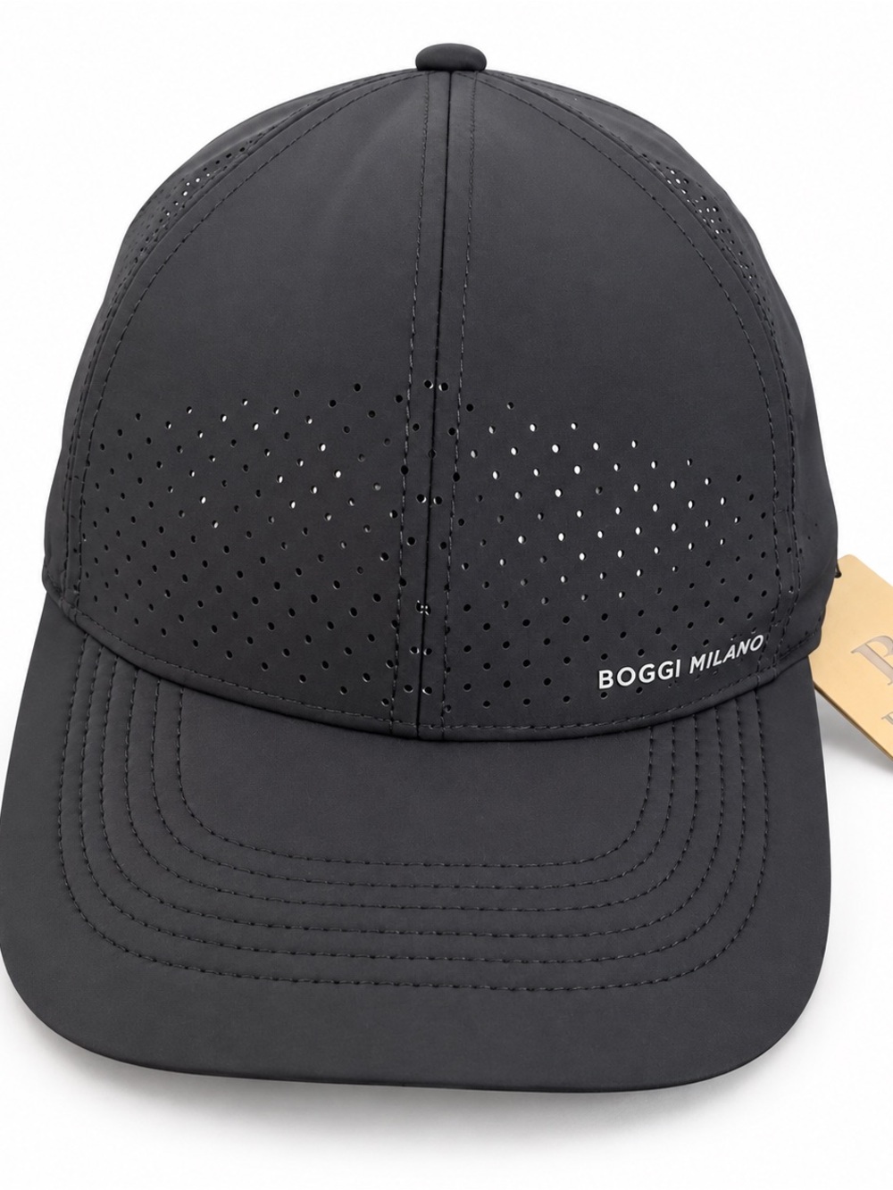 Boggi Milano Men's Black Perforated Performance Baseball Cap. Size M